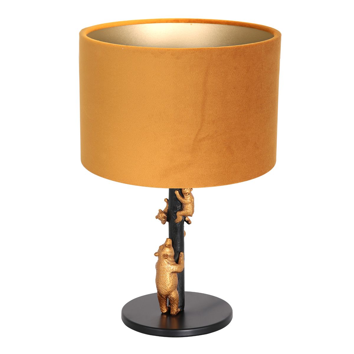 Tafellamp Animaux 3127ZW+K3084KS Zwart-Fluweel Goud