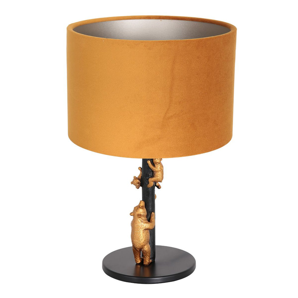 Tafellamp Animaux 3127ZW+K3084KS Zwart-Fluweel Goud