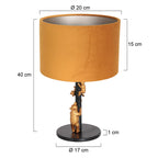 Tafellamp Animaux 3127ZW+K3084KS Zwart-Fluweel Goud