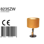 Tafellamp Animaux 3127ZW+K3084KS Zwart-Fluweel Goud