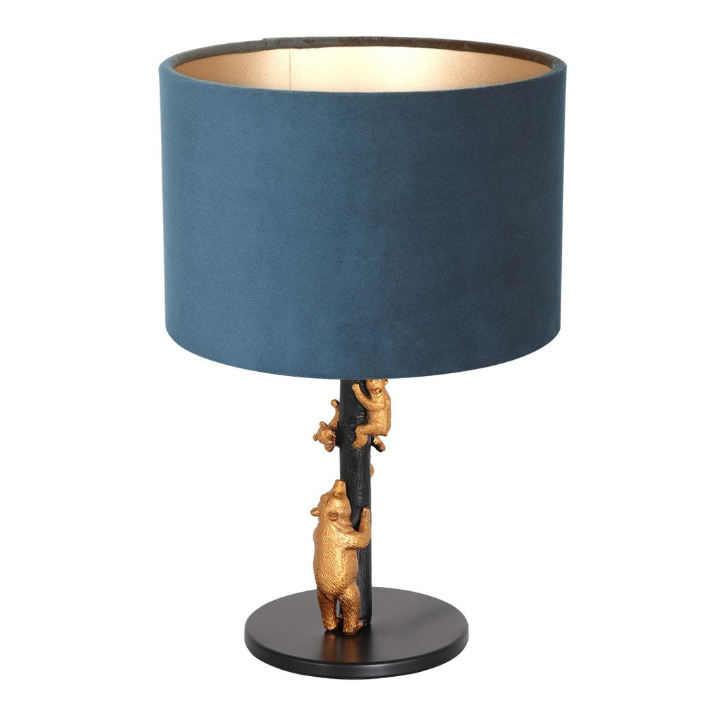 Tafellamp Animaux 3127ZW+K3084Z Zwart-Fluweel Blauw