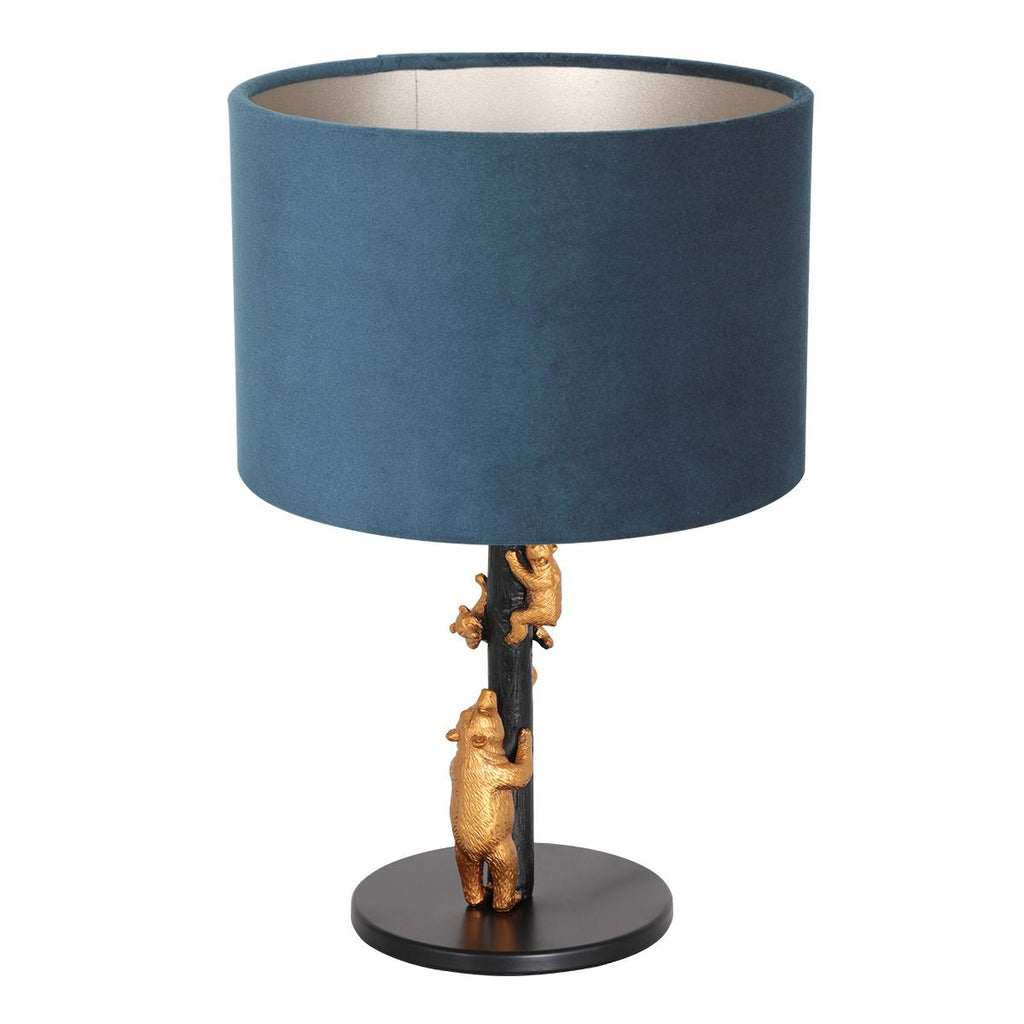 Tafellamp Animaux 3127ZW+K3084Z Zwart-Fluweel Blauw
