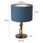 Tafellamp Animaux 3127ZW+K3084Z Zwart-Fluweel Blauw