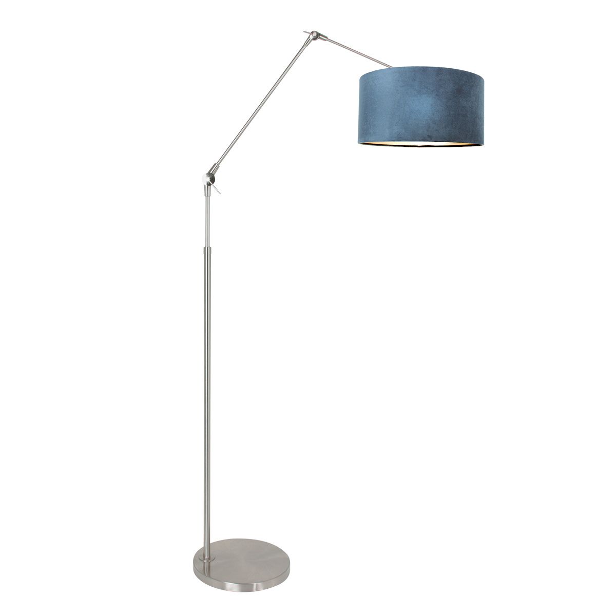 Vloerlamp Prestige Chic 7395ST+K1068ZS Staal-Fluweel Blauw