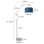 Vloerlamp Prestige Chic 7395ST+K1068ZS Staal-Fluweel Blauw