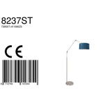 Vloerlamp Prestige Chic 7395ST+K1068ZS Staal-Fluweel Blauw