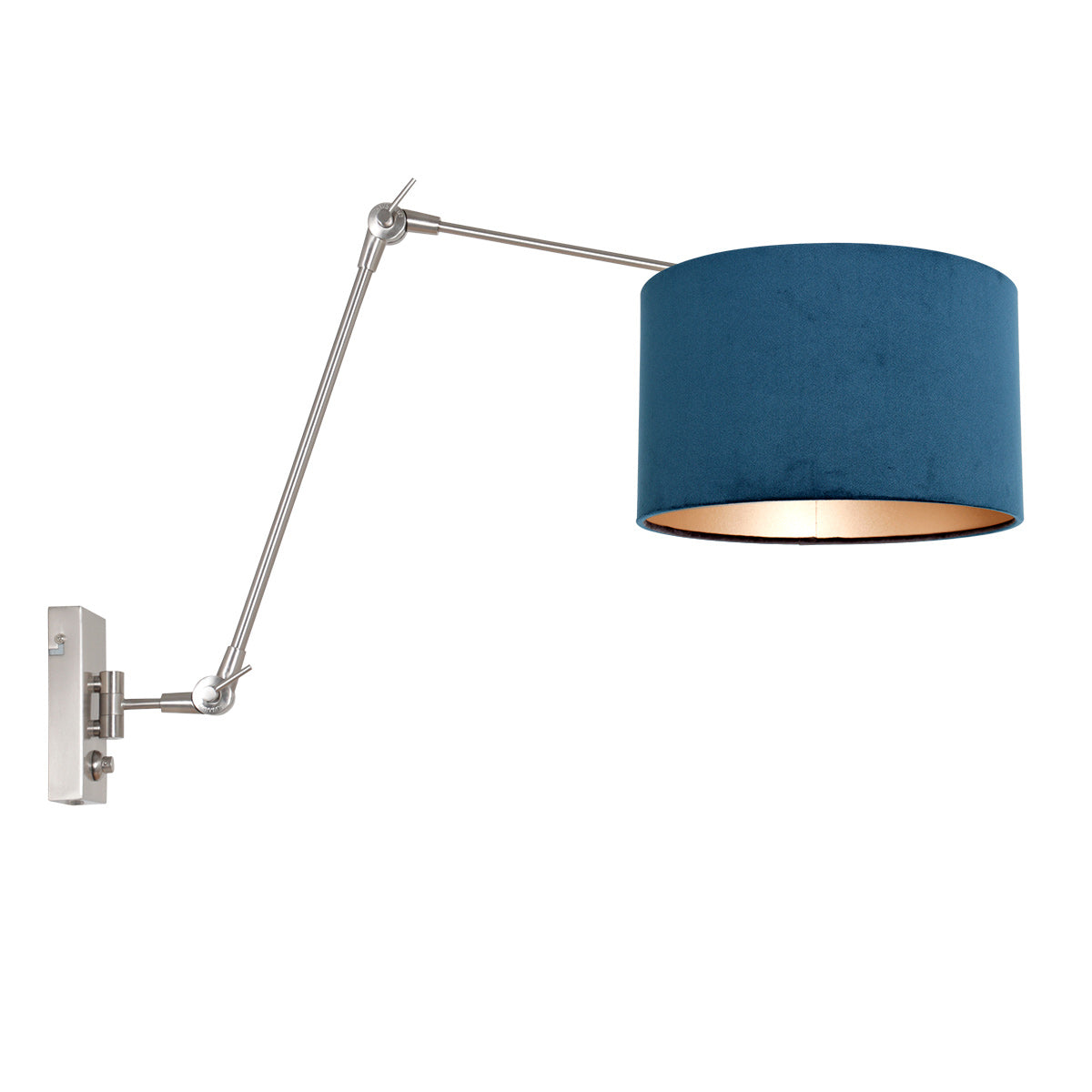 Wandlamp Prestige Chic 7396ST+K7396ZS Staal-Fluweel Blauw