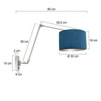 Wandlamp Prestige Chic 7396ST+K7396ZS Staal-Fluweel Blauw