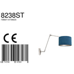 Wandlamp Prestige Chic 7396ST+K7396ZS Staal-Fluweel Blauw
