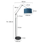 Vloerlamp Prestige Chic 7395ZW+K1068ZS Zwart-Fluweel Blauw