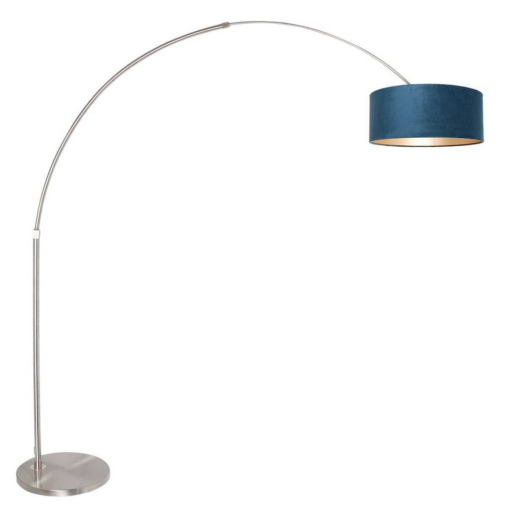 Vloerlamp Sparkled Light 7268ST+K1066ZS Staal-Fluweel Blauw