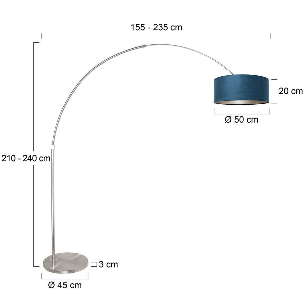 Vloerlamp Sparkled Light 7268ST+K1066ZS Staal-Fluweel Blauw