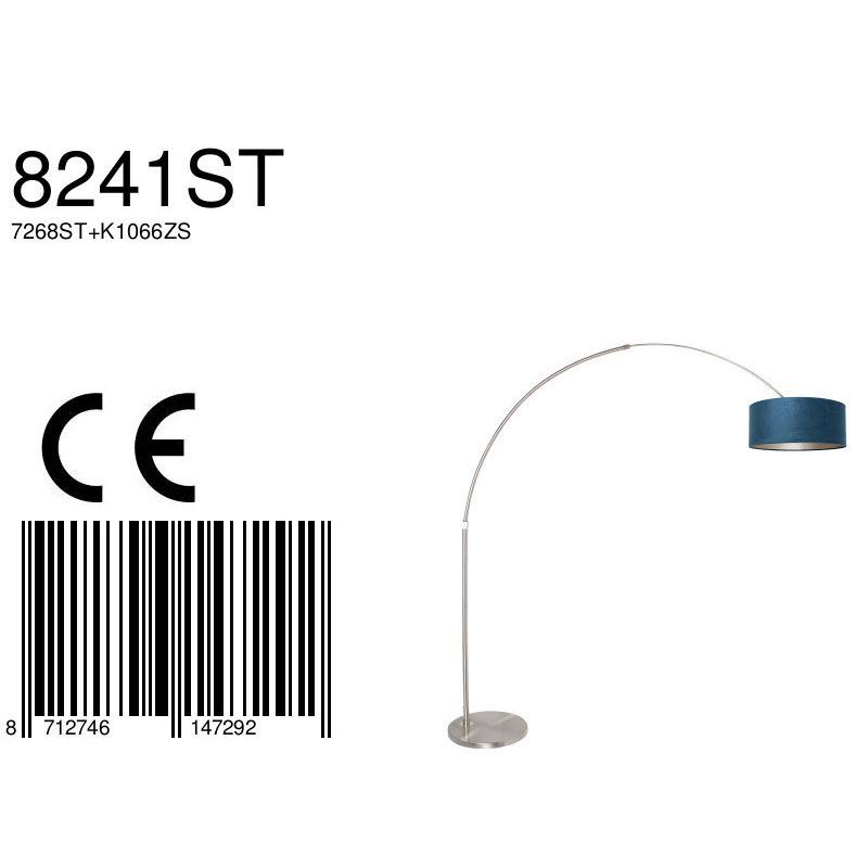 Vloerlamp Sparkled Light 7268ST+K1066ZS Staal-Fluweel Blauw