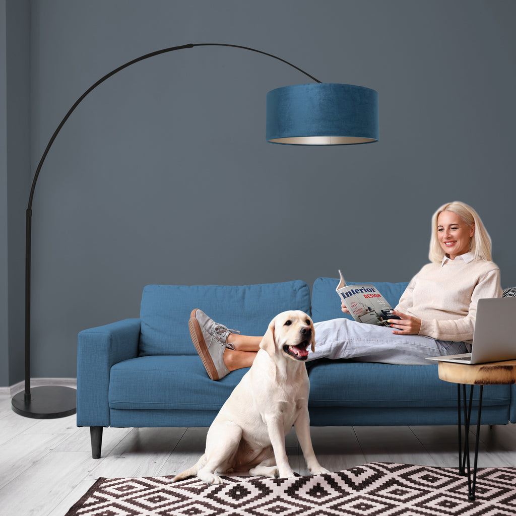 Vloerlamp Sparkled Light 7268ZW+K1066ZS Zwart-Fluweel Blauw