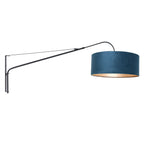 Wandlamp Elegant Classy 2574ZW+K1066ZS Zwart-Fluweel Blauw