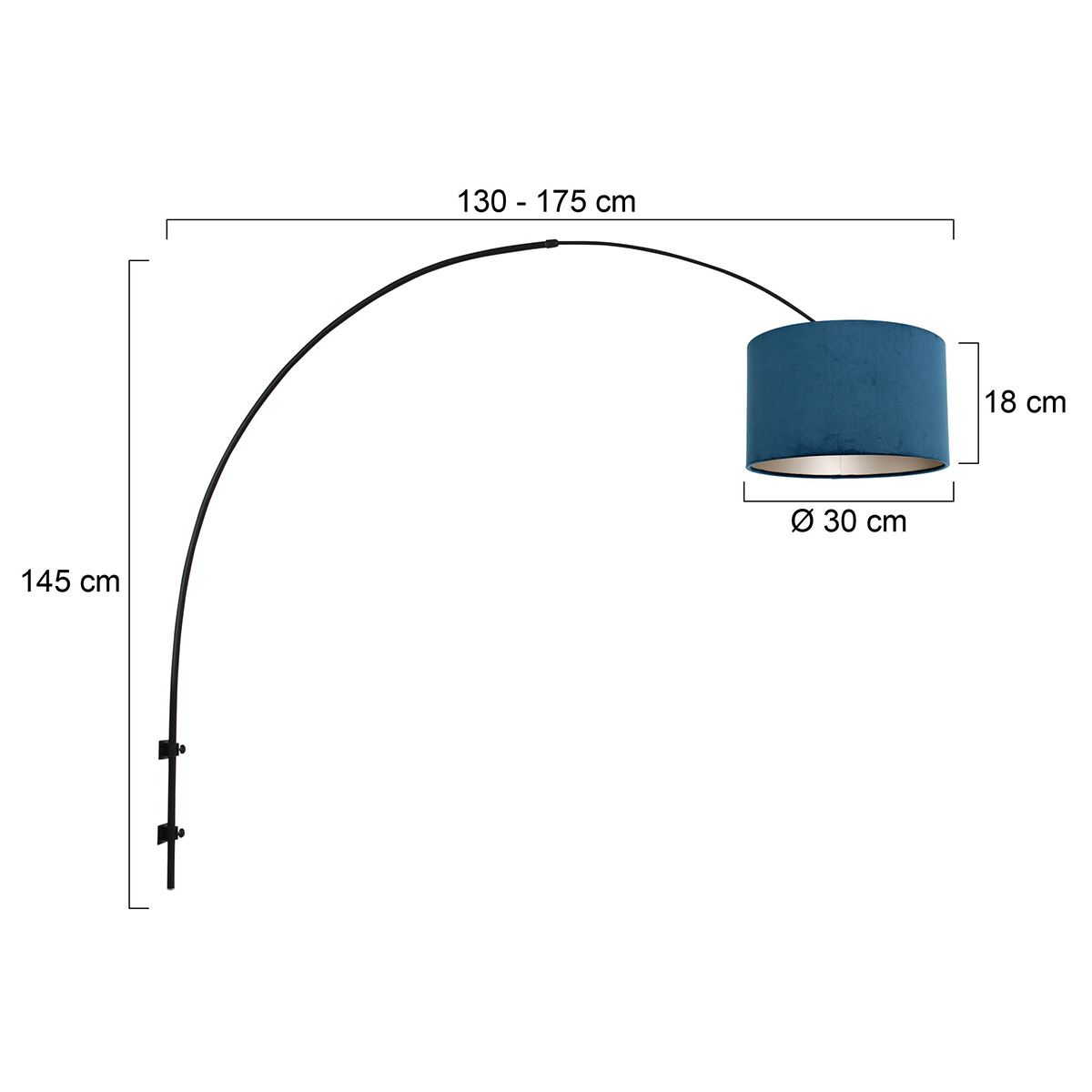 Wandlamp Sparkled Light 1481ZW+K1068ZS Zwart-Fluweel Blauw