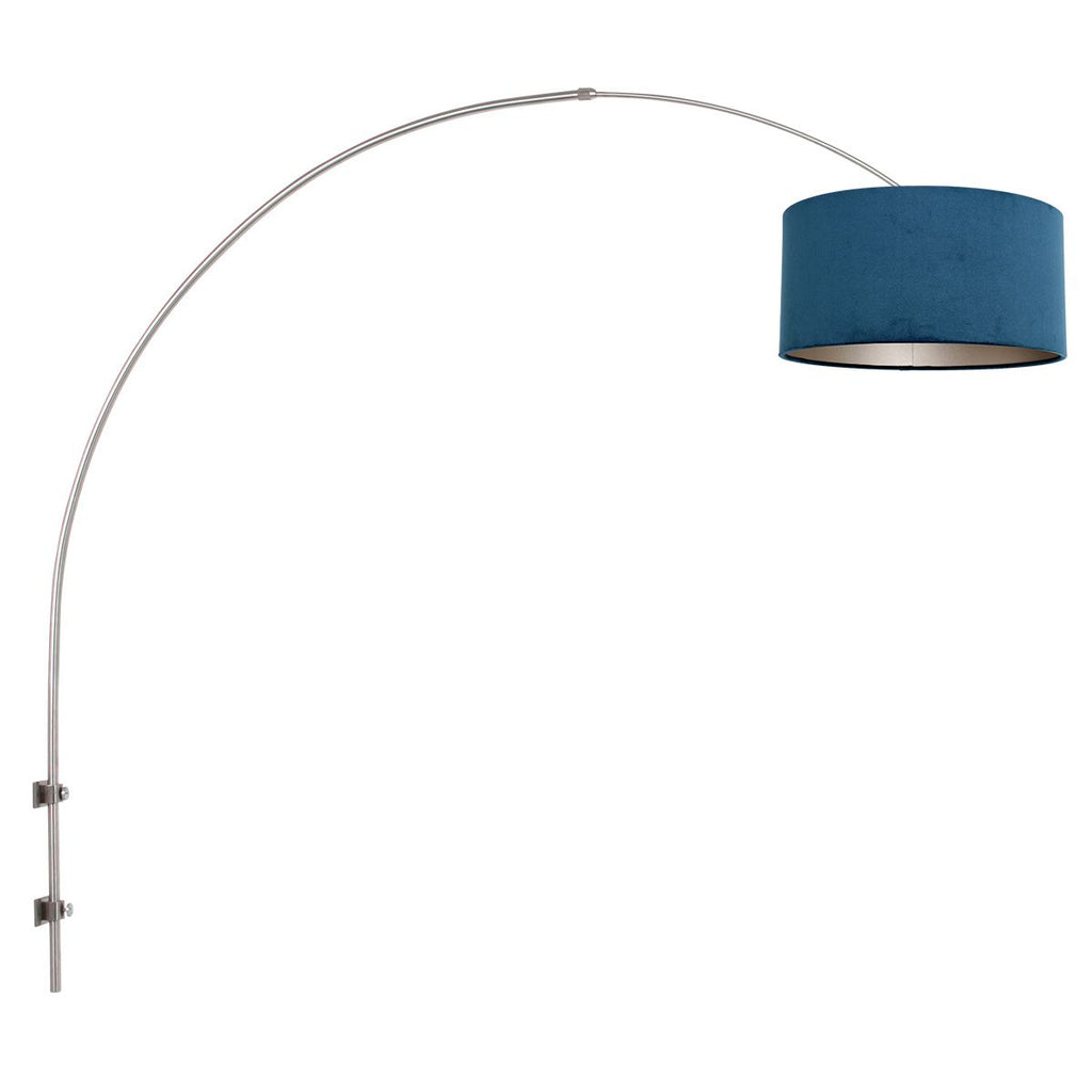 Wandlamp Sparkled Light 1481ST+K1068ZS Staal-Fluweel Blauw