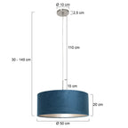 Hanglamp Sparkled Light 3602ST+K1066ZS Staal-Fluweel Blauw