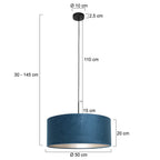 Hanglamp Sparkled Light 3602ZW+K1066ZS Zwart-Fluweel Blauw
