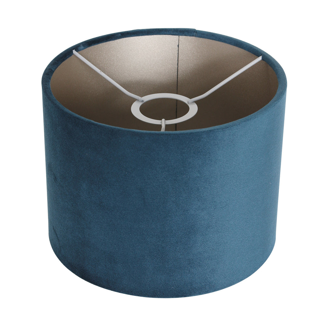 Zwarte tafellamp Stang 8249ZW met draai schakelaar en blauw velours stof kap