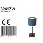 Zwarte tafellamp Stang 8249ZW met draai schakelaar en blauw velours stof kap
