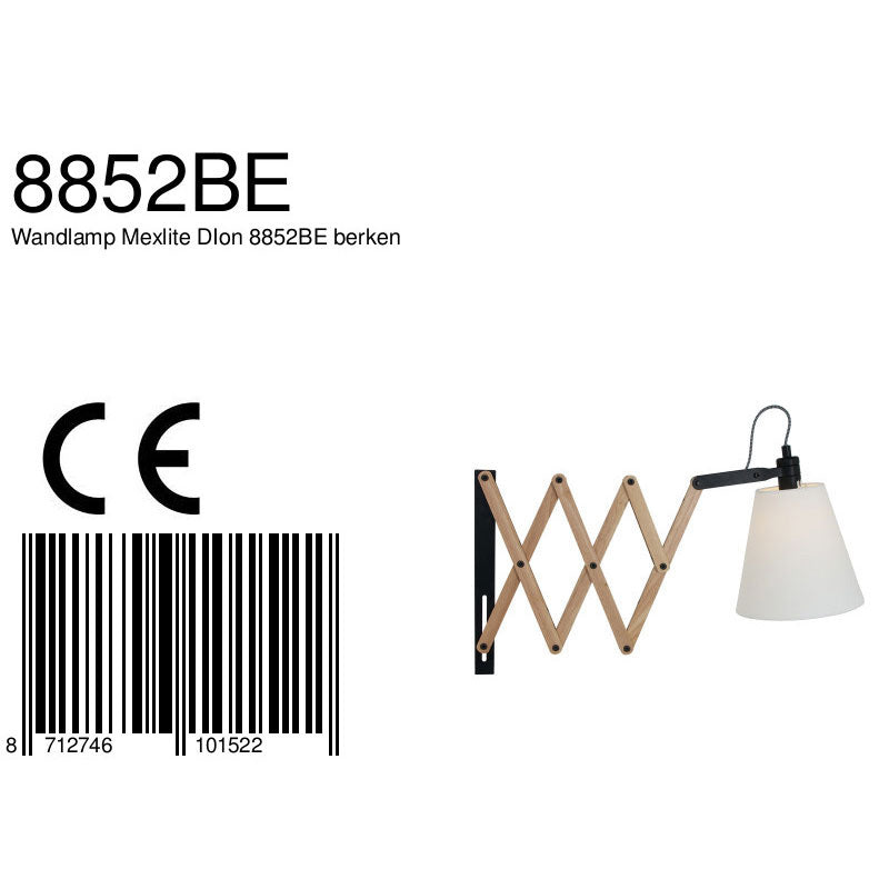 Wandlamp Dion 8852BE met uittrekbare arm E14 fitting
