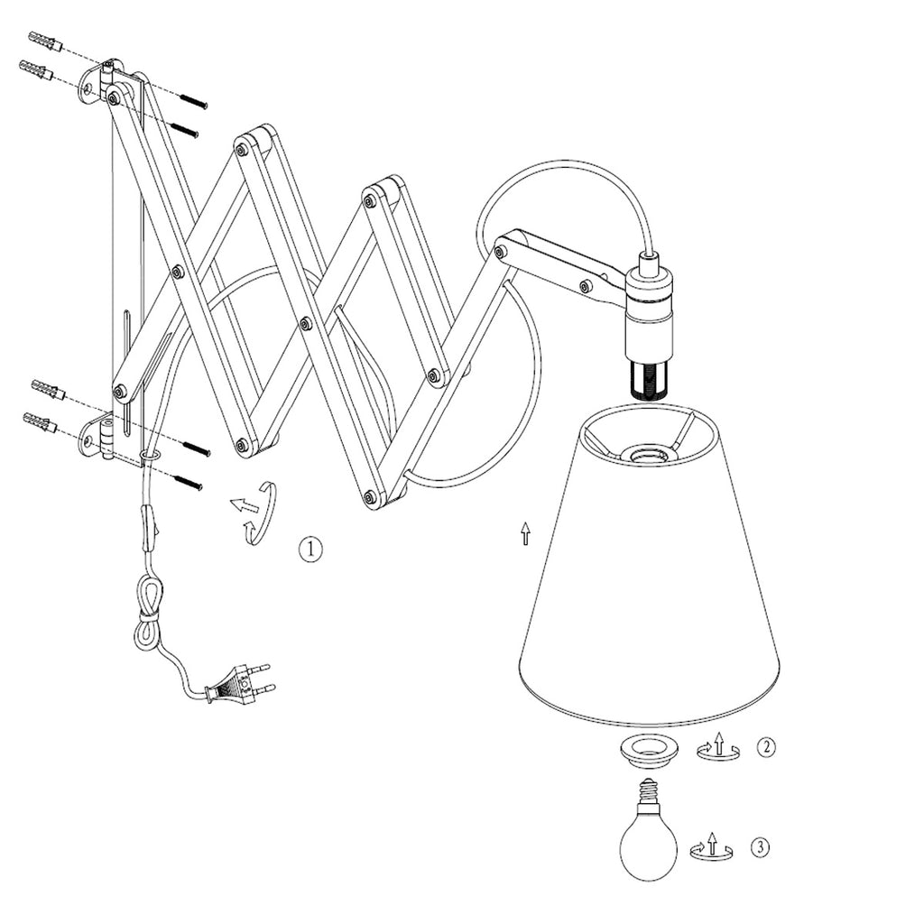 Wandlamp Dion 8852BE met uittrekbare arm E14 fitting