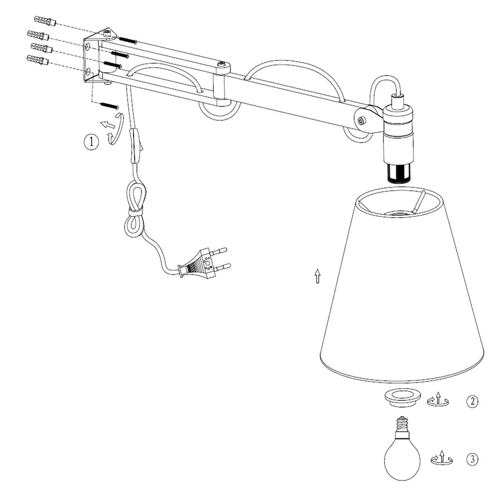 Wandlamp Dion 8853BE met uitklapbare arm E14 fitting