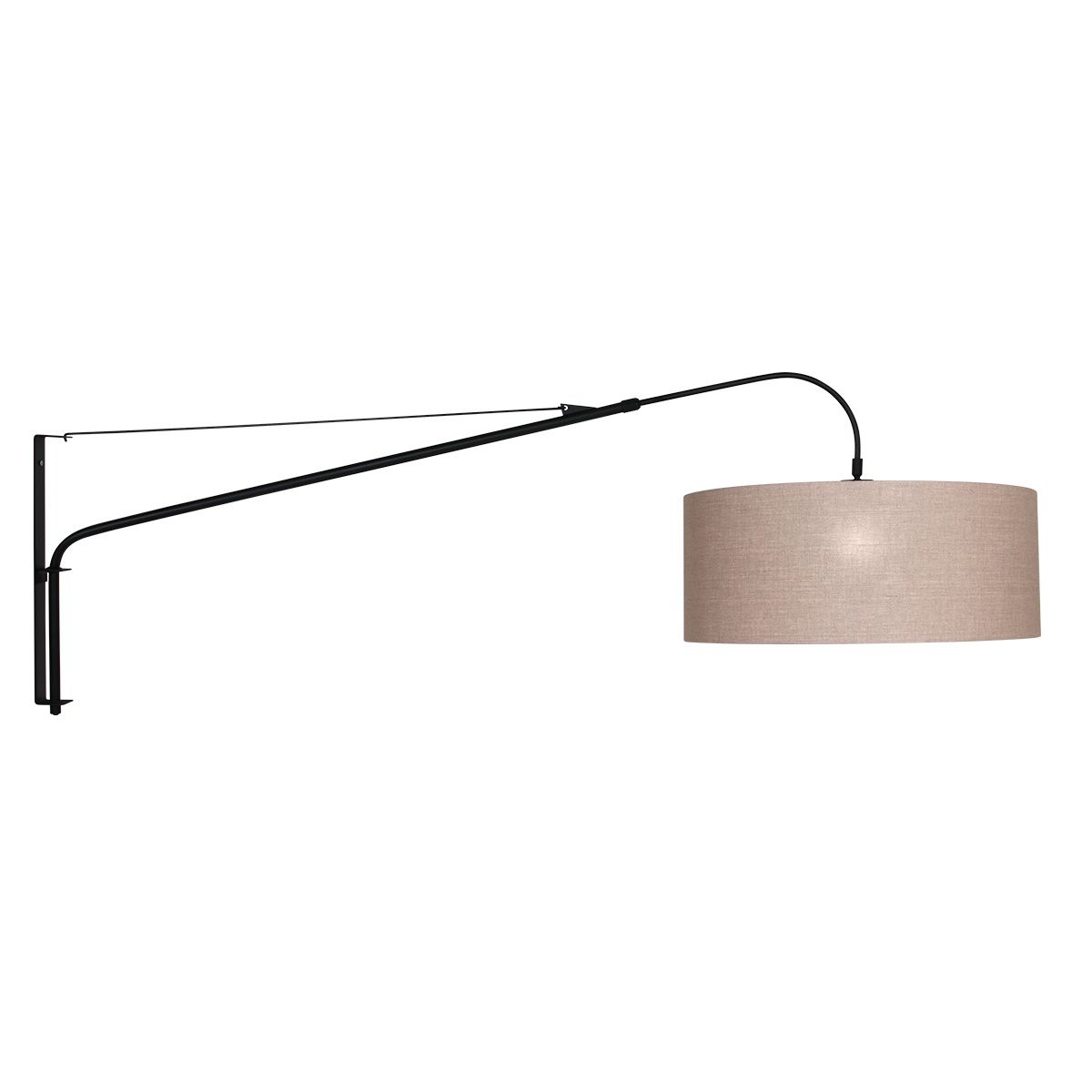 Wandlamp Elegant Classy 2574ZW+K1066RS Zwart-Grijs Linnen