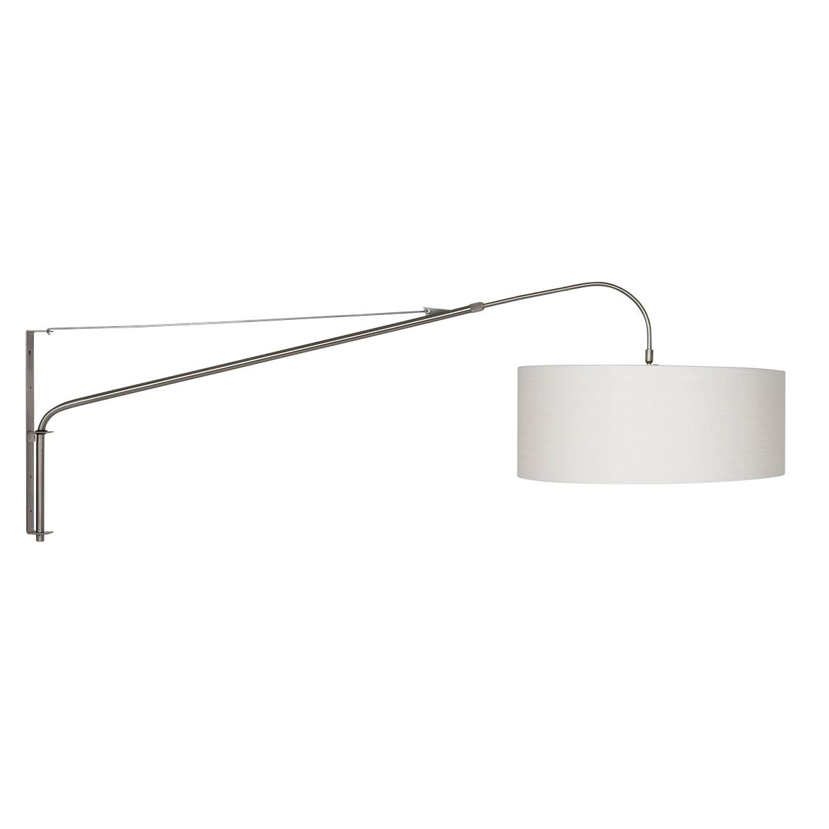 Wandlamp Elegant Classy 2574ST+K1066QS Staal-Wit Linnen