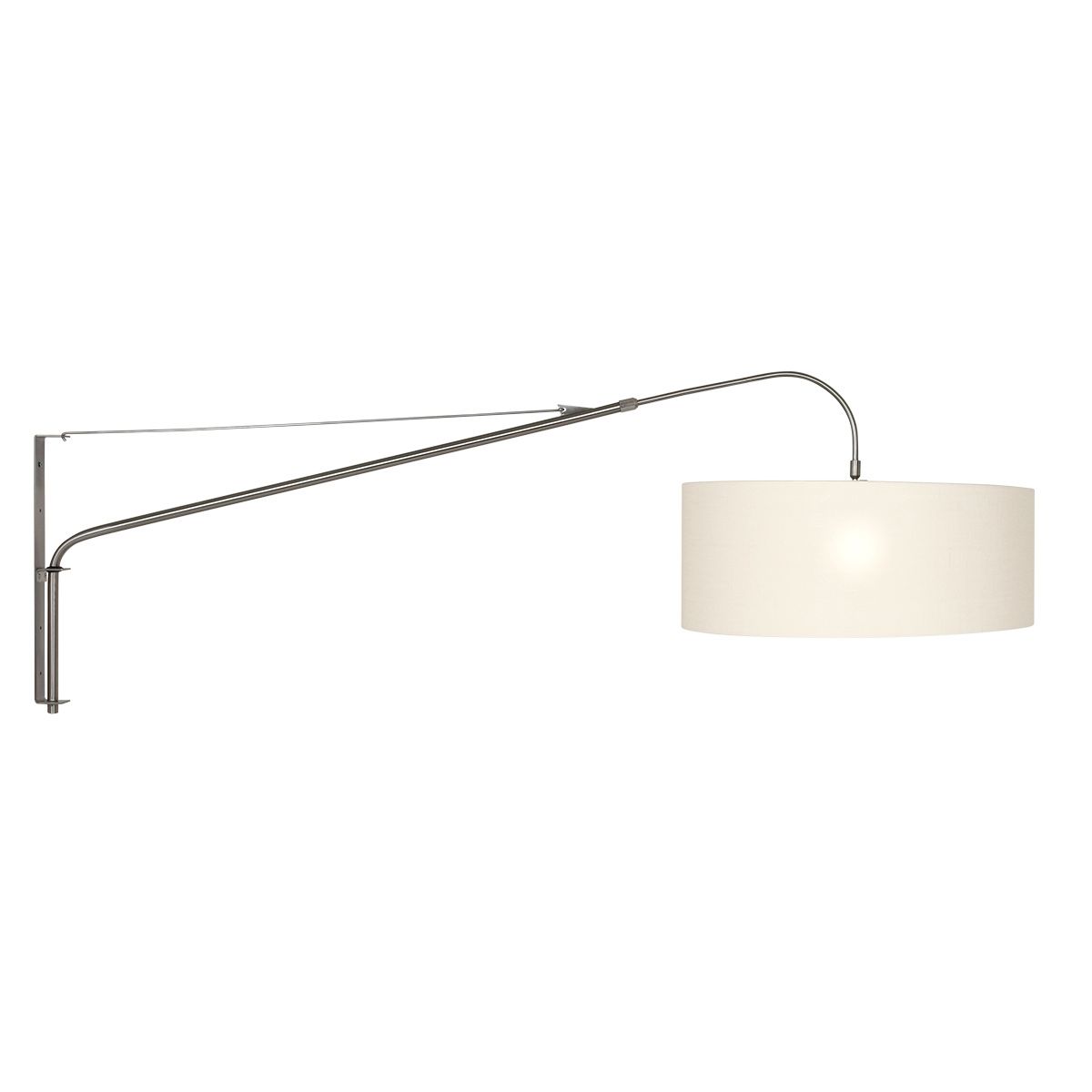 Wandlamp Elegant Classy 2574ST+K1066QS Staal-Wit Linnen