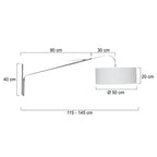 Wandlamp Elegant Classy 2574ST+K1066QS Staal-Wit Linnen