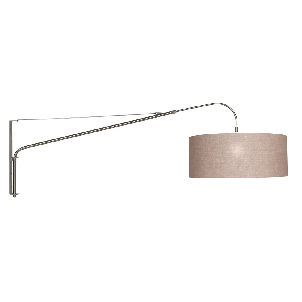 Wandlamp Elegant Classy 2574ST+K1066RS Staal-Grijs Linnen