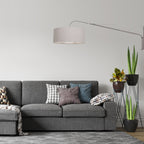 Wandlamp Elegant Classy 2574ST+K1066RS Staal-Grijs Linnen