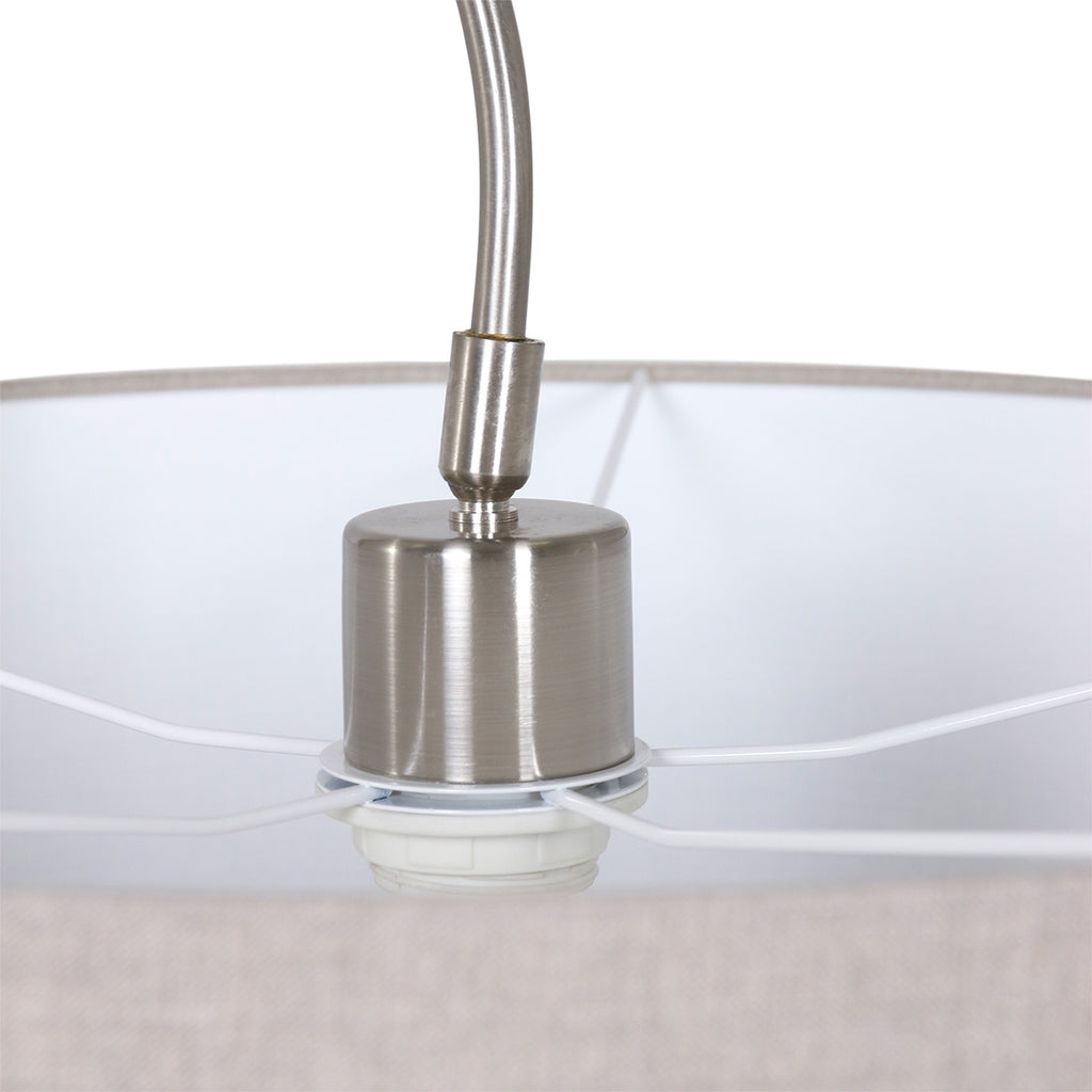 Wandlamp Elegant Classy 2574ST+K1066RS Staal-Grijs Linnen