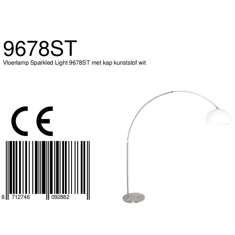 Vloerlamp Sparkled Light 7268ST+K10610S Staal-Wit Kunststof