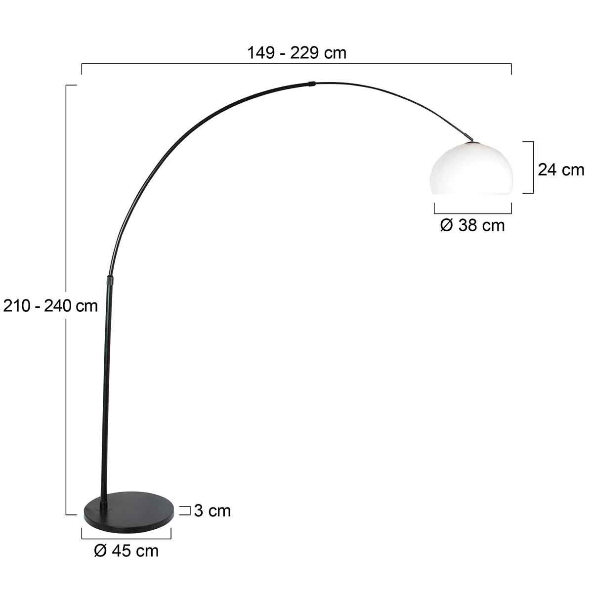 Vloerlamp Sparkled Light 7268ZW+K10610S Zwart-Wit Kunststof