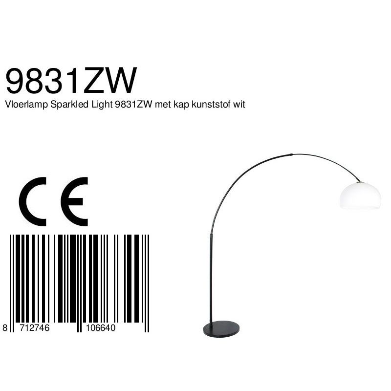 Vloerlamp Sparkled Light 7268ZW+K10610S Zwart-Wit Kunststof