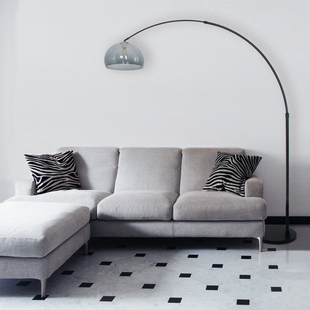 Vloerlamp Sparkled Light 7268ZW+K11130S Zwart-Grijs Kunststof