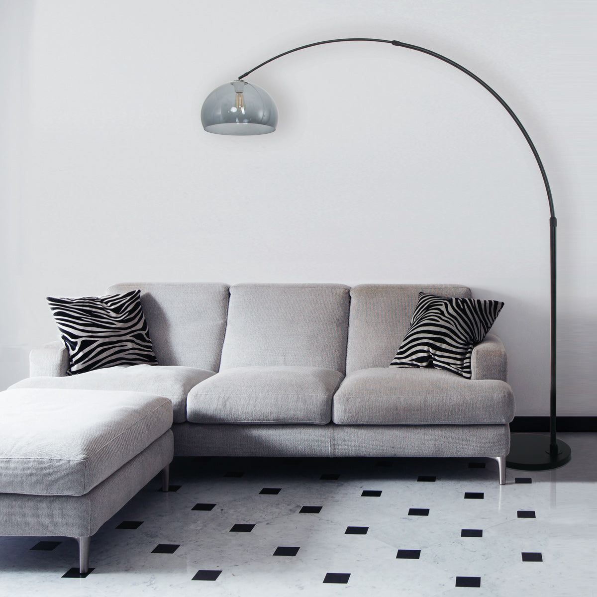 Vloerlamp Sparkled Light 7268ZW+K11130S Zwart-Grijs Kunststof
