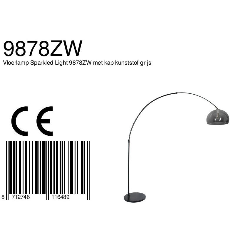 Vloerlamp Sparkled Light 7268ZW+K11130S Zwart-Grijs Kunststof