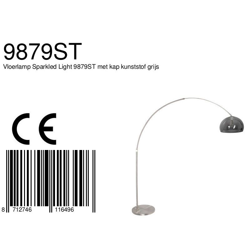 Vloerlamp Sparkled Light 7268ST+K11130S Staal-Grijs Kunststof