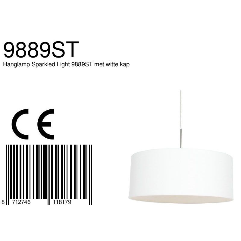 Hanglamp Sparkled Light 3602ST+K1066QS Staal-Wit Linnen