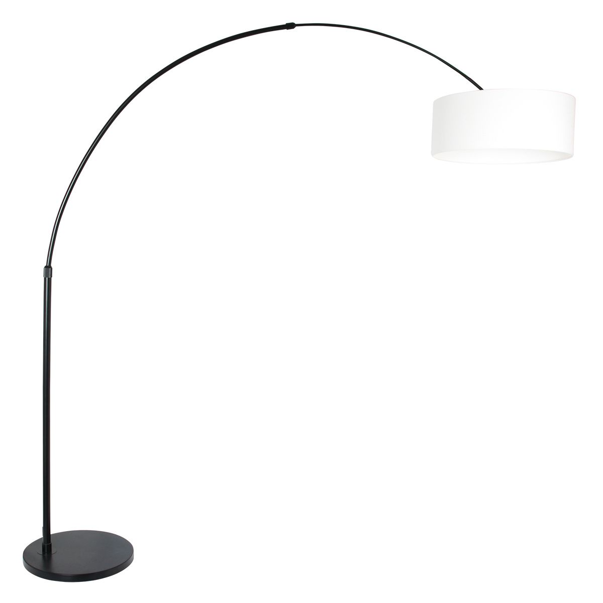 Vloerlamp Sparkled Light 7268ZW+K1066QS Zwart-Wit Linnen