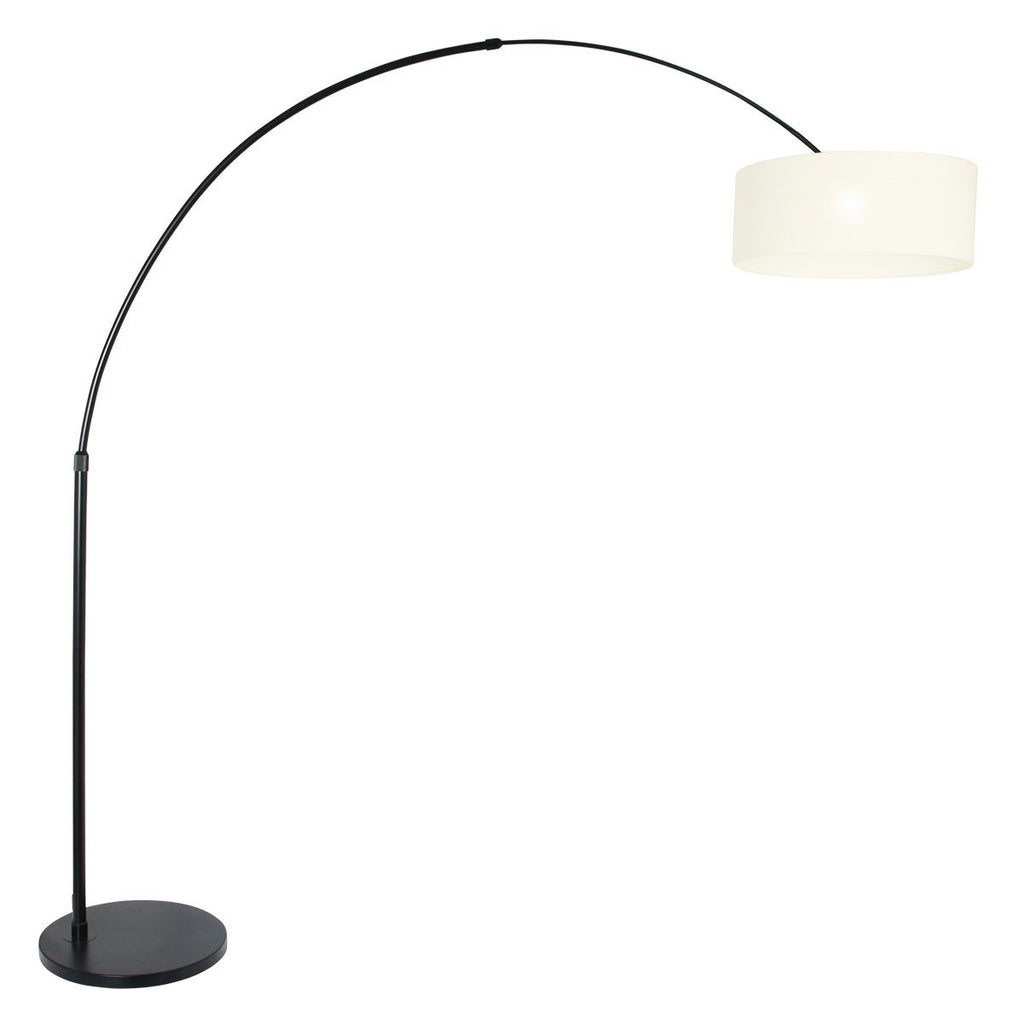 Vloerlamp Sparkled Light 7268ZW+K1066QS Zwart-Wit Linnen