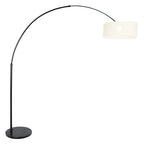 Vloerlamp Sparkled Light 7268ZW+K1066QS Zwart-Wit Linnen