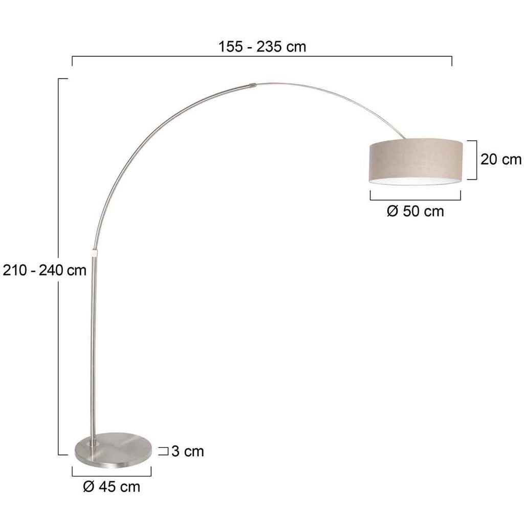 Vloerlamp Sparkled Light 7268ZW+K1066QS Zwart-Wit Linnen
