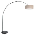 Vloerlamp Sparkled Light 7268ZW+K1066RS Zwart-Grijs Linnen