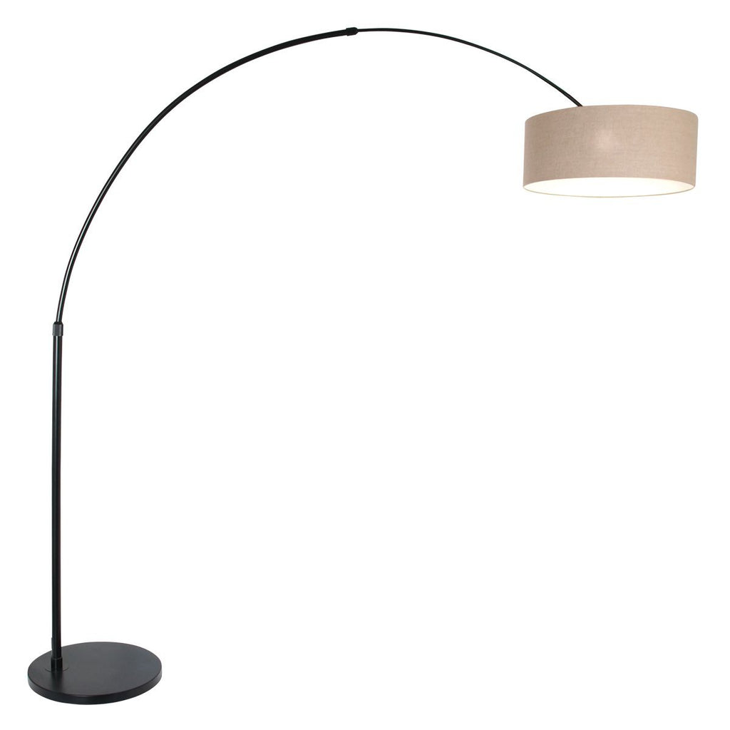 Vloerlamp Sparkled Light 7268ZW+K1066RS Zwart-Grijs Linnen