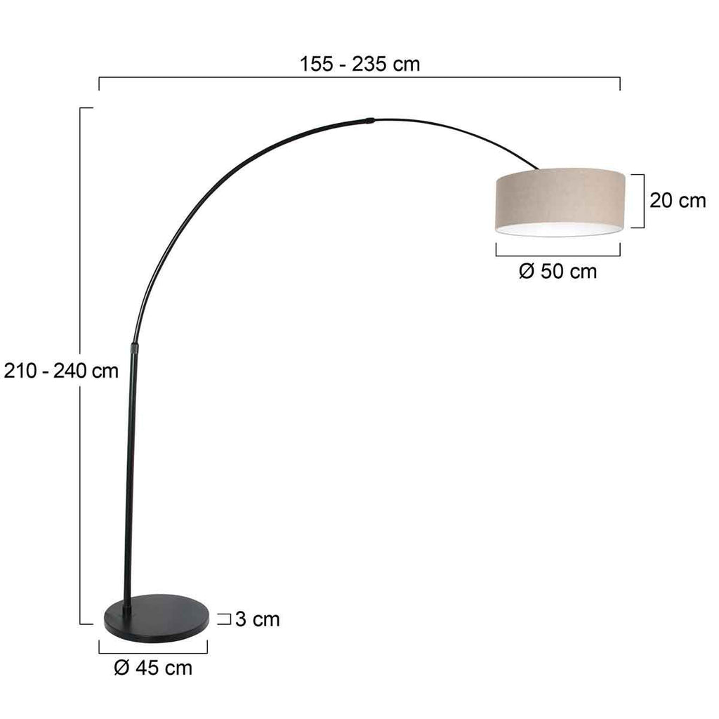Vloerlamp Sparkled Light 7268ZW+K1066RS Zwart-Grijs Linnen